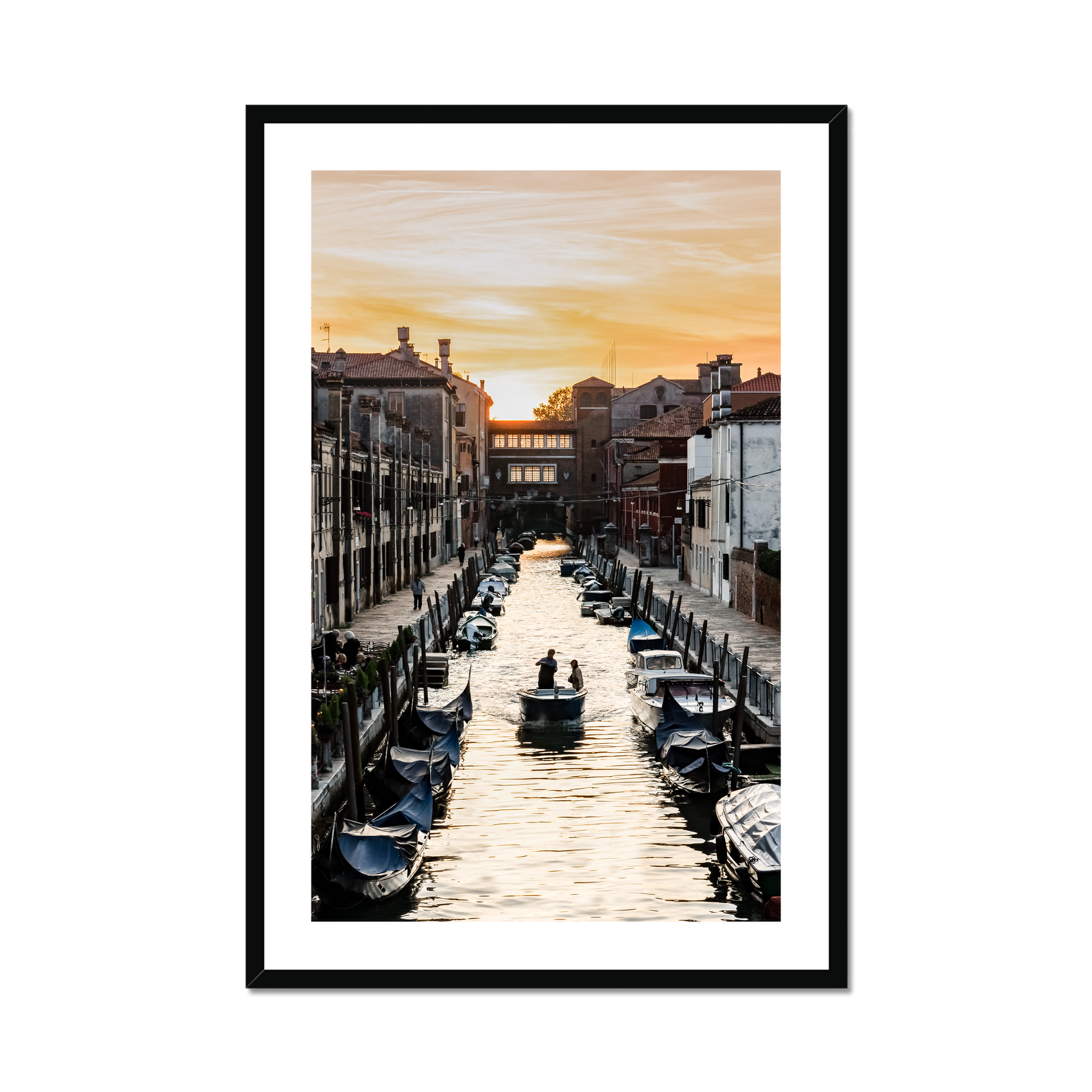This is a photo of Water, Waterfront, Transportation, Vehicle, Watercraft, Canal, Outdoors, Boat, Person, Port